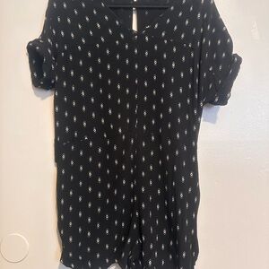 Madewell Black and White Patterned Relaxed Cut Out Romper